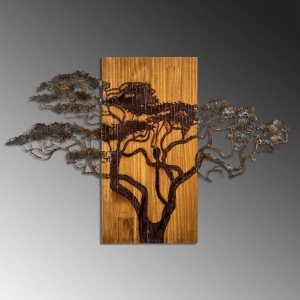Decor de perete Re-Bloom, model copac, lemn/metal, maro/negru, 90 x 58 x 3 cm - Img 3