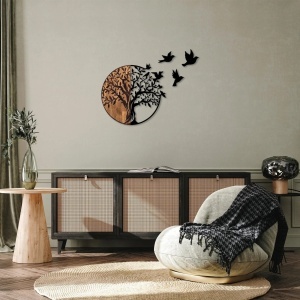 Decor de perete Re-Bloom, model copac, lemn/metal, maro/negru, 92 x 3 x 71 cm - Img 4