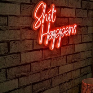 Decor de perete Re-Bloom, Shit Happens, LED, PVC, rosu, 45 x 2 x 29 cm - Img 4