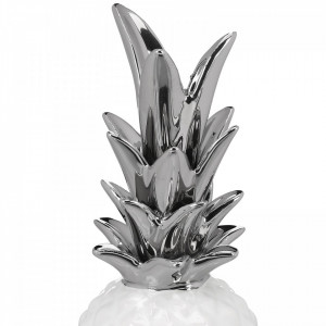 Decoratiune „Ananas”, argintie/alba, 27,5 x 11 x 11 cm - Img 3