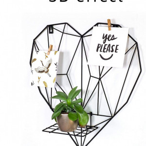 Decoratiune de Perete Loopunk – Panou Metalic Tip Grilă în Formă de Inimă, Negru, 42 x 43 cm - Img 3