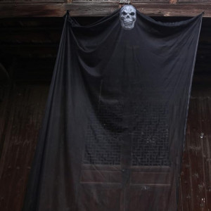 Decoratiune fantoma de Halloween, plastic/stofa, negru, 3,8 x 2 m