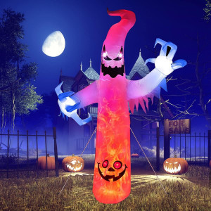 Decoratiune fantoma gonflabila iluminata pentru Halloween YIZHIHUA, poliester, multicolor, 243 cm - Img 7