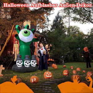 Decoratiune gonflabila de Halloween, fantoma, poliester, verde/alb/negru, 1,9 x 0,9 cm - Img 3
