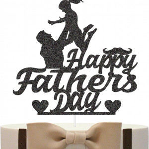 Decoratiune pentru tort "Happy Father's Day" Generic, hartie, negru, 14.4 x 13.7 cm