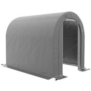 Depozit gradina biciclete, cort metalic cu acoperis PE, metal galvanizat, 239x159x190cm, Gri deschis - Verificat A · Re-Bloom