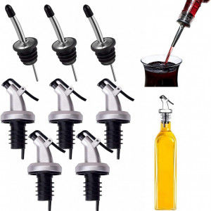 Deversor cu capace si varsatoare de vin pentru sticle Kiuiom, 8 piese, ABS/otel inoxidabil, negru/argintiu, 83 x 34 mm - Img 1