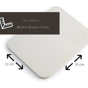 Dolce Mare set pizza, piatra ceramica 38x30x1.5cm rezistenta 900°C + lopata lemn, compatibil cuptor electric/gaz/convectie, alb - Verificat A · Re-Bloom - Img 3