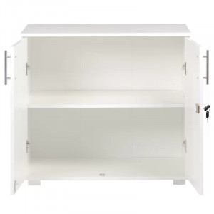Dulap de birou Marjorie, lemn/otel inoxidabil, alb, 75 x 80 x 45 cm