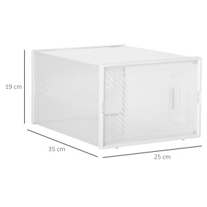 Dulap de pantofi modular, 18 cutii PP transparente, 25x35x19 cm/cutie, usi magnetice, orificii ventilatie, stivuibil, marime max EU43, 8kg, transparent/alb - Verificat A · Re-Bloom - Img 5