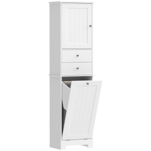 Dulap pentru baie cu cos rufe pliabil Re-Bloom, MDF, 45x30x171.3 cm, dulapior+2 sertare+cos rufe, 20 kg, alb - Verificat A · Re-Bloom