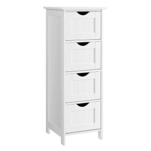 Dulap pentru baie Songmics, 4 sertare, MDF, alb, 30 x 30 x 82 cm