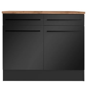 Dulap pentru bucatarie Pattburg, MDF, negru/natur, 100 x 90 x 60 cm