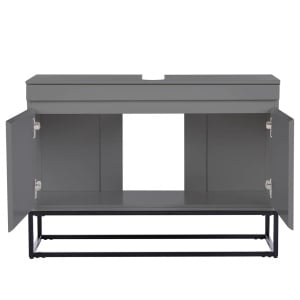 Dulap pentru lavoar Zaddy, MDF/metal, gri mat/negru, 80 x 57 x 30 cm