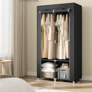 Dulap Songmics, metal/plastic/textil, negru, 86 x 45 x 167 cm, Resigilat, Grad A - Img 2