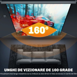 Ecran proiector motorizat 120" Re-Bloom, plastic/metal, 213x213 cm, raport 1:1, telecomanda, 25W/230V, cablu 2.1m, alb - Verificat A · Re-Bloom - Img 6