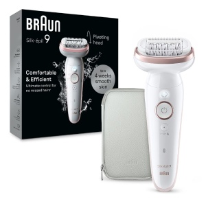 Epilator Braun Silk-épil 9 9-000 Wet & Dry, MicroGrip, Smart Light, 2 viteze, 40 pensete, Geanta de voiaj, Alb/Roz, Resigilat, Grad A - Img 3