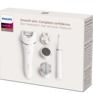 Epilator umed si uscat Philips Seria 9000 BRE740/90, 12 accesorii, 32 pensete, utilizare fara fir, 2 setari de viteza, opti-light, discuri ceramice, Argintiu, Resigilat, Grad A - Img 4