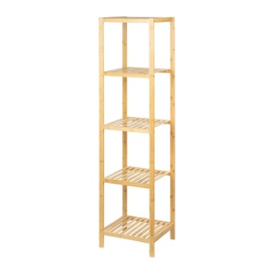 Etajera depozitare KL273, cu 5 rafturi, lemn, 33x37x140 cm, multifunctional, natur - Img 1
