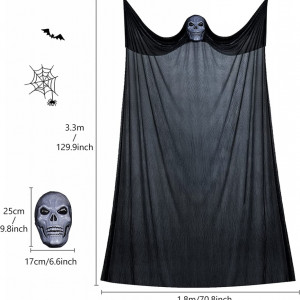 Fantoma plutitoare Halloween Formizon, textil, negru/alb, 3,3 x 1,8 m - Img 6