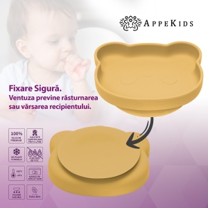 Farfurie din silicon cu ventuza, AppeKids, The Little Bear - Honey - Img 4