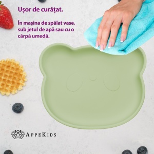 Farfurie din silicon cu ventuza, AppeKids, The Little Bear - Raw Green - Img 3