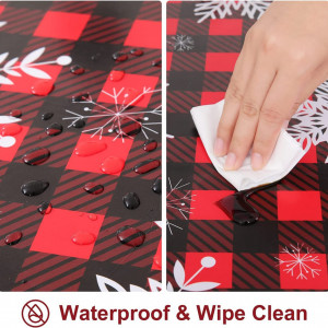Fata de masa de Craciun Homaxy, PVC, rosu/negru, 100 x 140 cm - Img 6