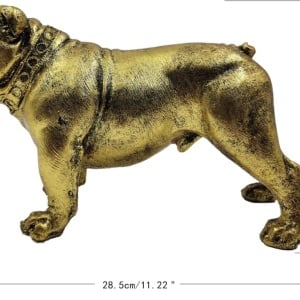 Figurina Casaido, model Bulldog, polirasina, auriu, 28,5 x 16 cm