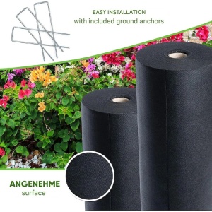 Folie agrotextil, antiburuieni, DAWIDU, permeabila, rezistenta la UV, 50 g/m2, 1m x 50m, 50 m², Negru, 50 de ancore galvanizate, Resigilat, Grad A - Img 3