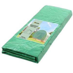 Folie sera din PE Re-Bloom, 4x3x2 m, 8 ferestre 37x37 cm, usa rulabila 2x1.65 m, margini ingropabile, banda adeziva inclusa, verde - Verificat A · Re-Bloom