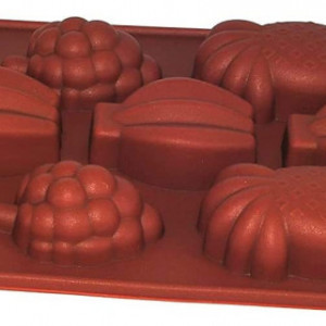 Forma de prajituri/ciocolata Selecto Bake, silicon, maro, fructe, 18,6 x 11,1 x 2,3 cm - Img 2