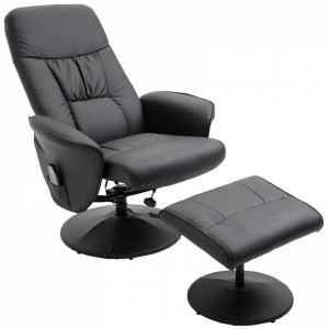 Fotoliu reclinabil Antoinet, cu masaj si scaun pentru picioare, negru, 81 x 81 x 105 cm - Img 1