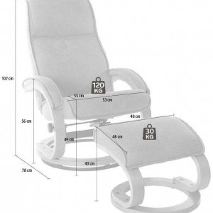 Fotoliu recliner Lille cu ottoman microfibra, verde, 67 x 107 x 55 cm - Img 5