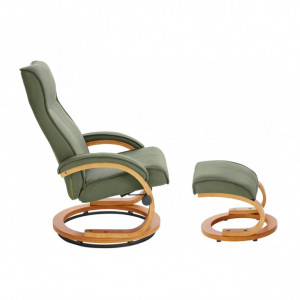 Fotoliu recliner Lille cu ottoman microfibra, verde, 67 x 107 x 55 cm - Img 8