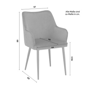 Fotoliu tapitat Caria, lemn/metal/catifea, gri inchis/negru, 57 x 89 x 60 cm 