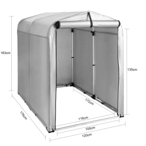 Garaj pentru biciclete Stover, polietilena, argintiu, 120 x 176 x 163 cm