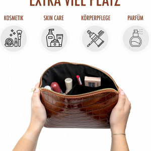Geanta cosmetica NATOOZ, piele, maro, 30, 5 x 19,5 x 8,5 cm 