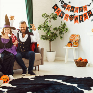 Ghirlanda Happy Halloween Goldrock, hartie/textil, portocaliu/negru - Img 3