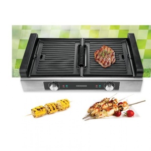 Gratar electric Heinner HSEG-1800SS, 1800 W, functie filtrare fum, 2 placi reversibile antiadezive, temperatura reglabila, Inox, RESIGILAT, 1 AN GARANTIE - Img 2