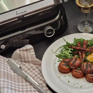 Grill electric Fram FEG-2100SSBK, Putere 2100W, Deschidere 180˚, Placi detasabile, 7 programe presetate, Temperatura reglabila, Argintiu/Negru - Img 4