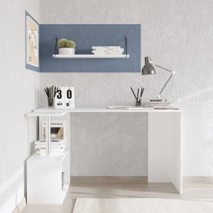 Hanah Home birou de studiu, PAL melaminat 18mm, 130x94x74 cm, alb - Verificat A · Re-Bloom - Img 2