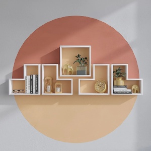 Hanah Home etajera de perete 180x59.3x15 cm, PAL 18mm, rafturi multiple, concept modern, alb - Verificat A · Re-Bloom - Img 4