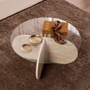 Hanah Home masuta de cafea, blat sticla/PAL, 75x35x75 cm, transparent/gri - Verificat A · Re-Bloom - Img 2