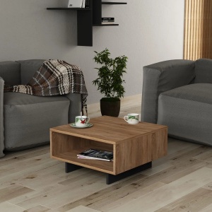 Hanah Home masuta de cafea, PAL melaminat 18mm, 60x60x32 cm, raft inaltime 18cm, stejar/antracit - Verificat A · Re-Bloom - Img 2