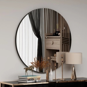 Hanah Home oglinda rotunda de perete Ø70 cm, rama MDF 100%, acoperire ecologica Flotal-E, neagra - Verificat A · Re-Bloom - Img 2