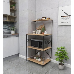 Hanah Home raft de depozitare, PAL melaminat/picioare metal, 60x45x124 cm, grosime 18mm, design industrial, negru/pin - Verificat A · Re-Bloom - Img 3