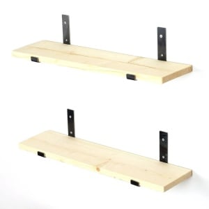 Hanah Home raft perete decorativ, lemn molid, baza metal, 60x16x14cm, Negru/Stejar - Verificat A · Re-Bloom