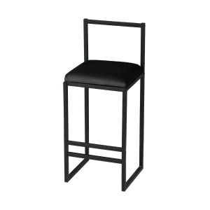 Hanah Home scaun bar, metal 100% + spuma 22DNS, 35x35x84 cm, inaltime sezut 65cm, negru - Verificat A · Re-Bloom