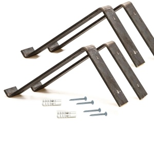 Hanah Home set 2 rafturi de perete, lemn molid 100%/metal, 40x16x14 cm, negru/nuc - Verificat A · Re-Bloom - Img 5