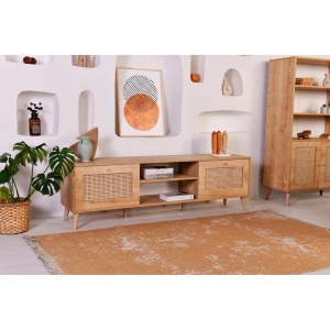 Hazeran comoda TV 180x41x55 cm, PAL, 2 usi, picioare metal, stejar - Verificat A · Re-Bloom - Img 2